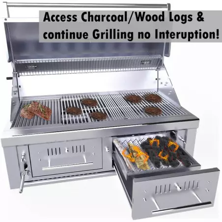 Barbecue Encastrable Hybride Charbon De Bois & Gaz 42" - 106cm - SUNSTONE 4 Barbecue Encastrable Hybride Charbon De Bois & Gaz 42" - 106cm - SUNSTONE – Image 2